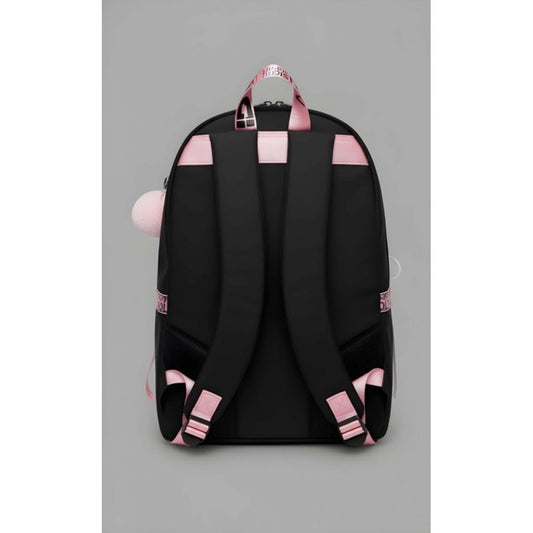 Unisex PU Leather Solid Medium Zipper Backpack (Black)