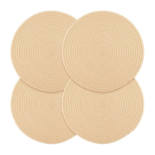Cotton Dining Table Round Placemat Mats Set of 4 (Cream)
