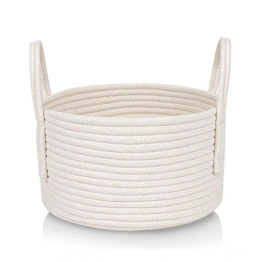 Cotton Pack Of_1 Basket 7x5 Inch Storage Basket For Clothes (White)