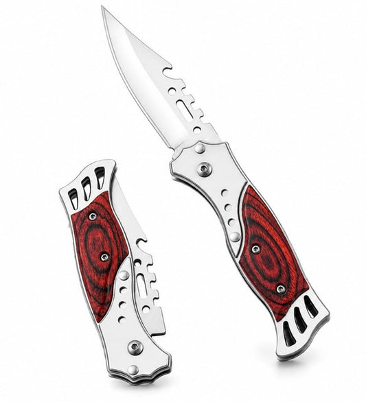 Stainless Steel, Wood Knife With Wooden Handle (Silver-Brown)