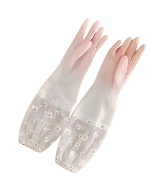 PVC Transperant Full Gloves (Peach)