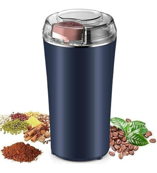 Plastic-Stainless Steel Electric Coffee Bean Grinder (Navy Blue)