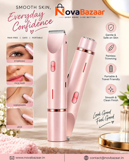 Plastic-Stainless Steel Dual Head Electric Shaver (Pink)