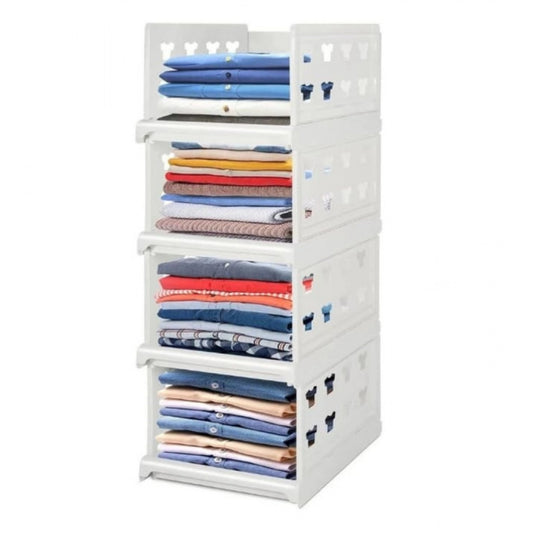 Pack of 1 Plastic Foldable Stackable Storage Organizer (White)