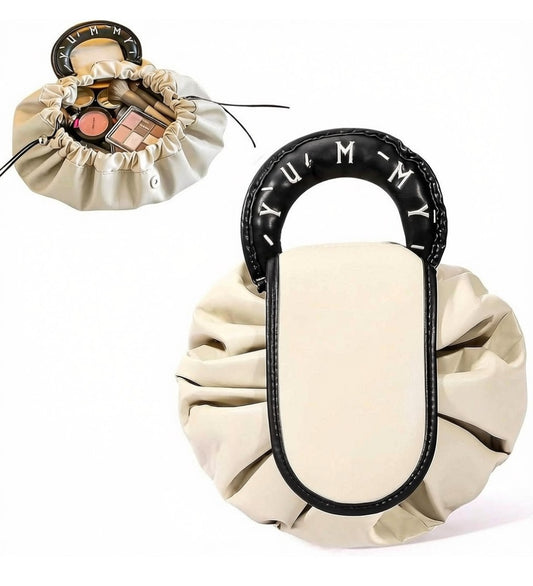Polyester Lazy Makeup Organizer Bag (Beige-Black)