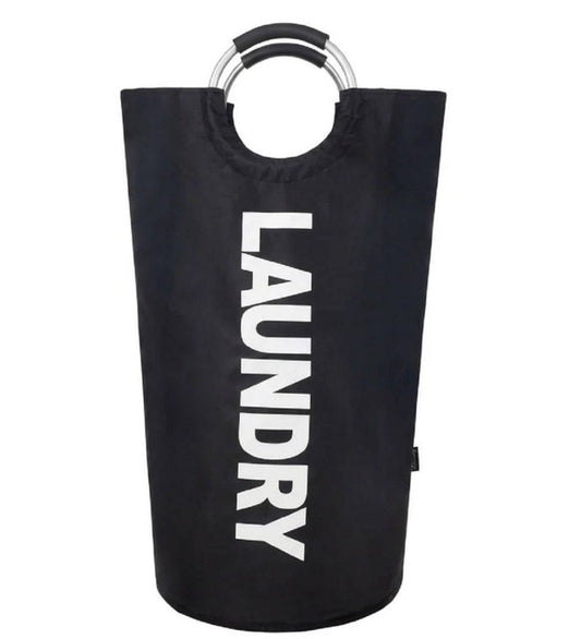 Polyester 90 L Laundry Basket for Clothes Storage Bag (Black)