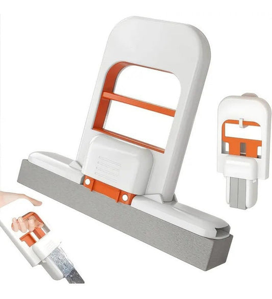 Plastic Mini Sponge Mop (White-Orange)