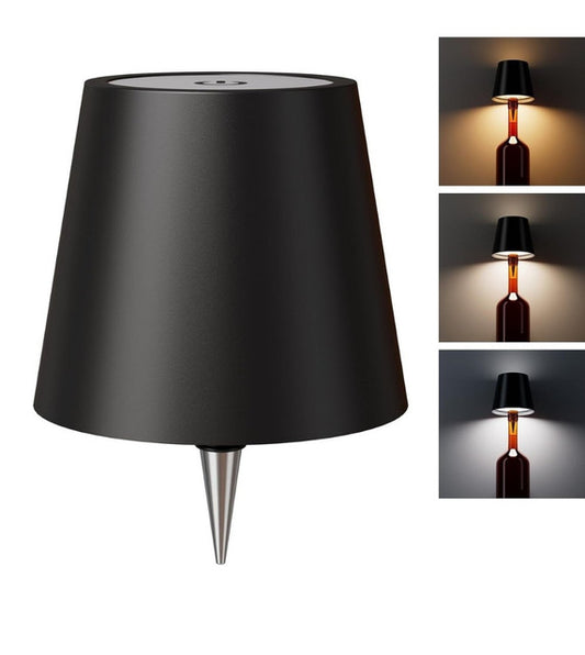 Plastic Wireless Wine Bottle Lamp (Black)